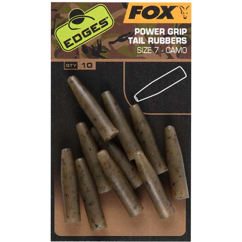 Fox Edges Camo Powergrip tail rubbers size 7x 10pcs