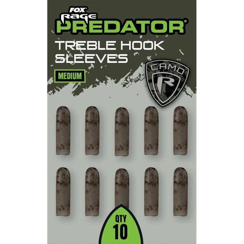 Fox Rage Predator Camo Treble Hook Sleeves Large x 10