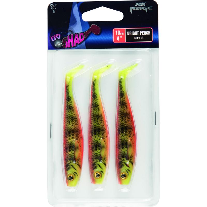 Produktbild Fox Rage Pro Shad Packs 10cm 4in UV Bright Perch 3pcs