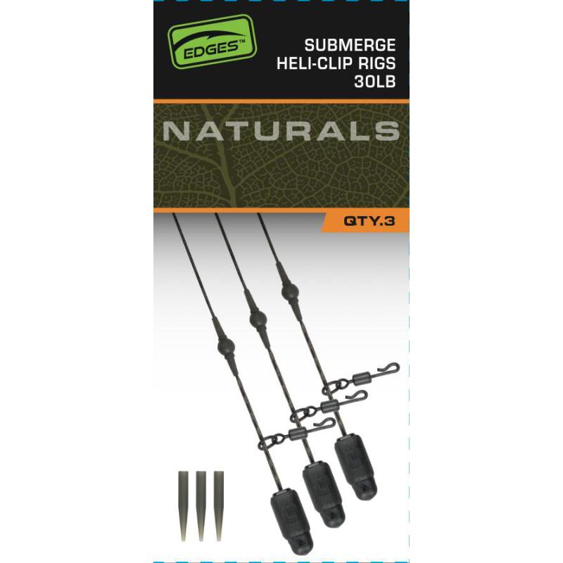 Fox Edges Naturals Heli-Clip Rigs 30lb Submerge 3pcs