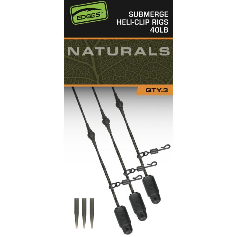 Fox Edges Naturals Heli-Clip Rigs 40lb Submerge 3pcs