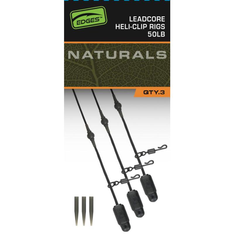 Fox Edges Naturals Heli-Clip Rigs 50lb Leadcore 3pcs