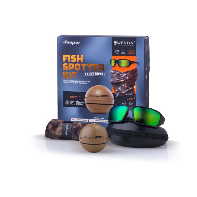 DEEPER Bundle FISH SPOTTER KIT LIMITED EDITION (Chirp+ 2, Westin W6 Sunglasses, Neck Gaiter)
