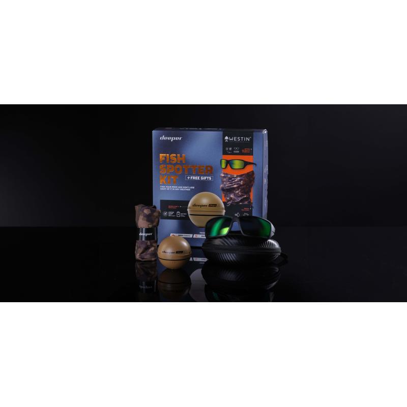 DEEPER Bundle FISH SPOTTER KIT LIMITED EDITION (Chirp+ 2, Westin W6 Sunglasses, Neck Gaiter)