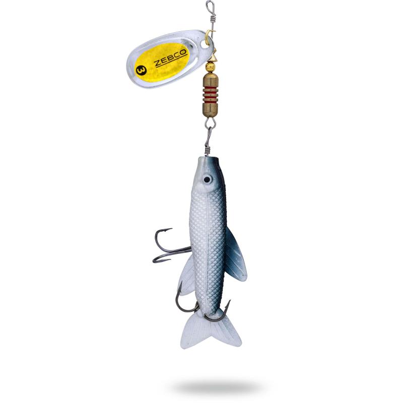 Zebco 11g Trophy Z-Spin Minnow #3 silber/holo gold foil +  soft bait