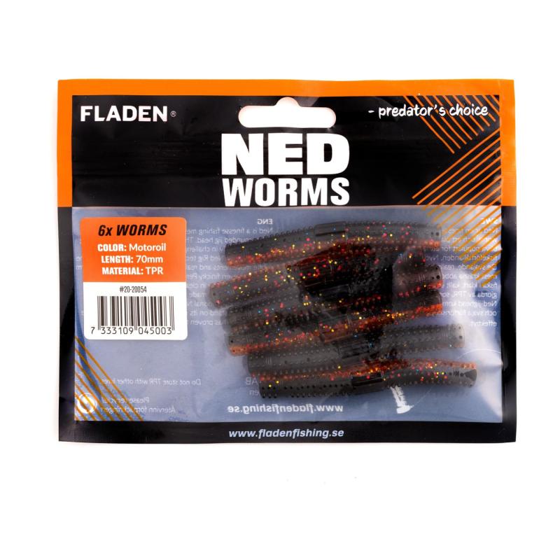 Fladen NED worm 6p 7cm Motoroil