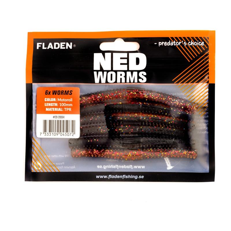 Fladen NED worm 6p 10cmMotoroil