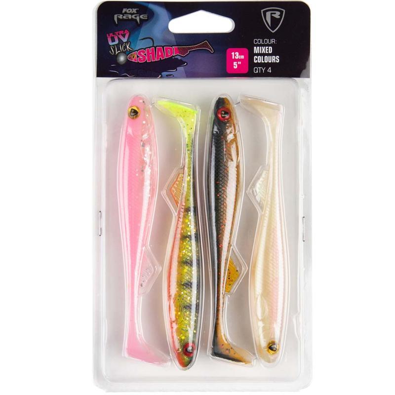 FOX RAGE Slick Shad 13cm x4 Mixed UV Colour Pack B