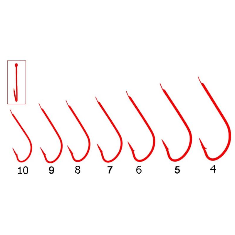 FTM Haken S.22 rot gebunden Gr.04 /0,18 mm Fluocarbon