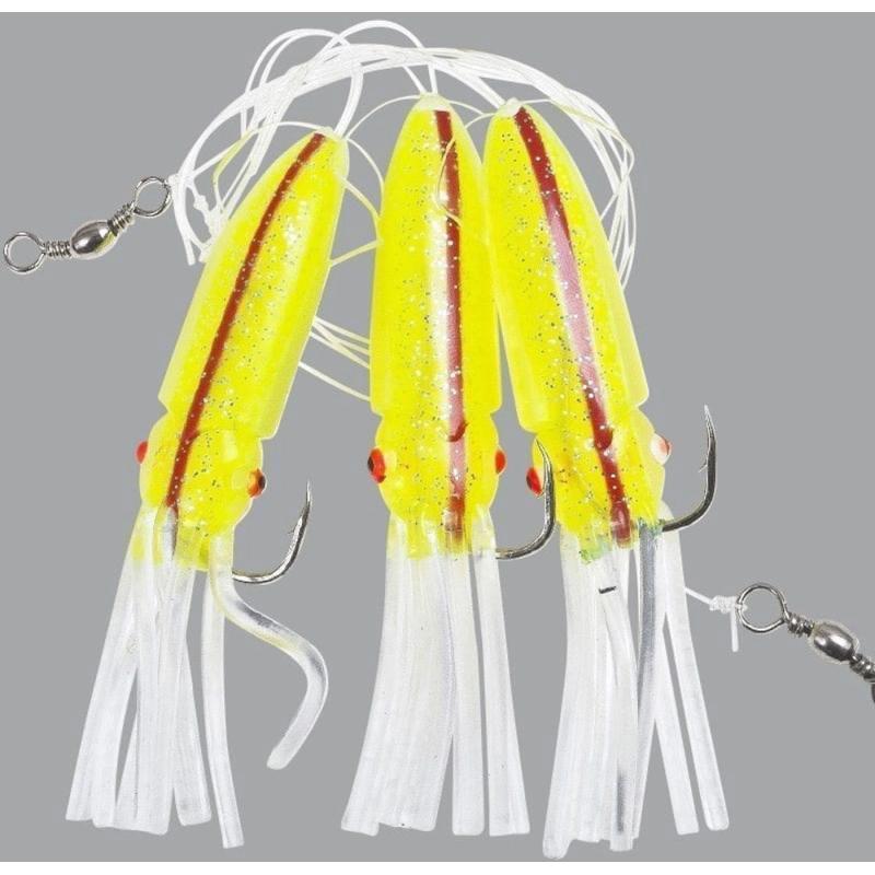 Fladen Winged Octopus limegreen/red 3-hooks 8/0
