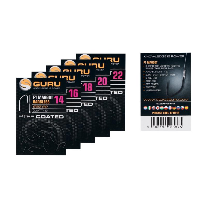 Guru F1 Maggot Hook Size 20 (Barbless/Spade End)