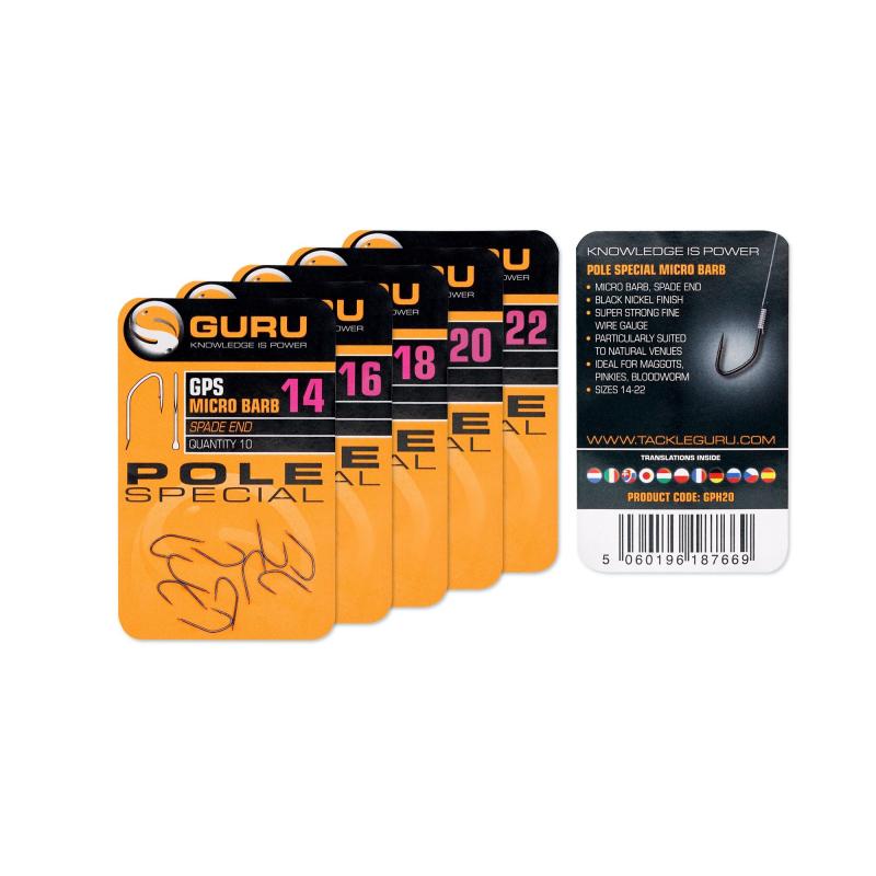 Guru Pole Special Hook Size 16 (Barbed/Spade End)