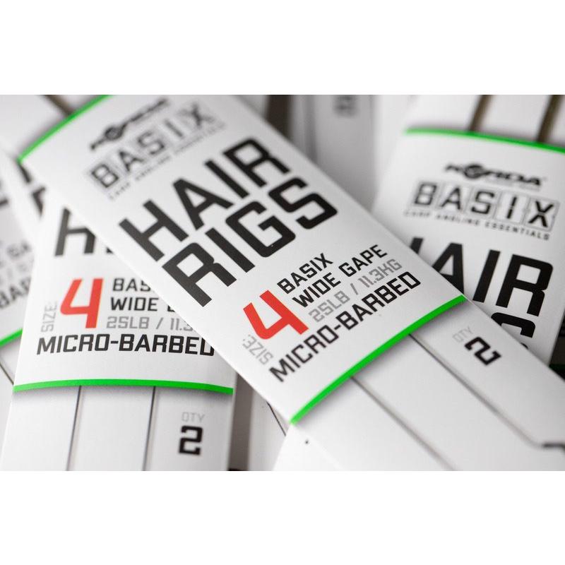 Korda Basix Hair Rigs Wide Gape Size 4 25 lb