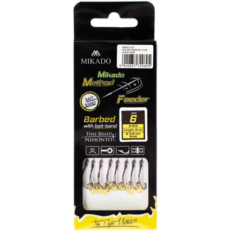 Method Feeder Rig mit Gummi Braid Maruseigo Haken Gr. 4/0.16mm/10cm 8St