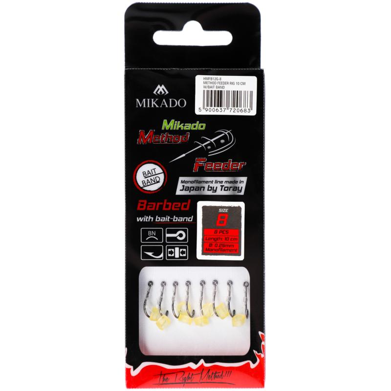 Method Feeder Rig mit Gummi Mono Chinu - Haken Gr. 10/0.23mm/10cm - 8St