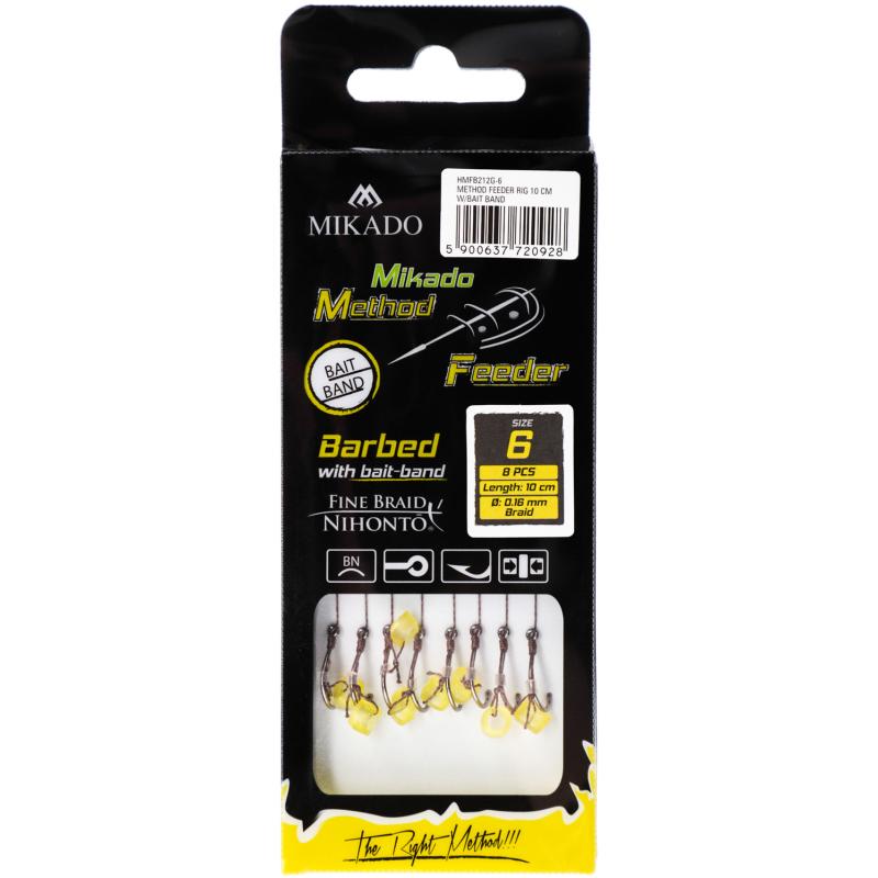 Method Feeder Rig mit Gummi Braid Chinu - Haken Gr. 10/0.12mm/10cm - 8St