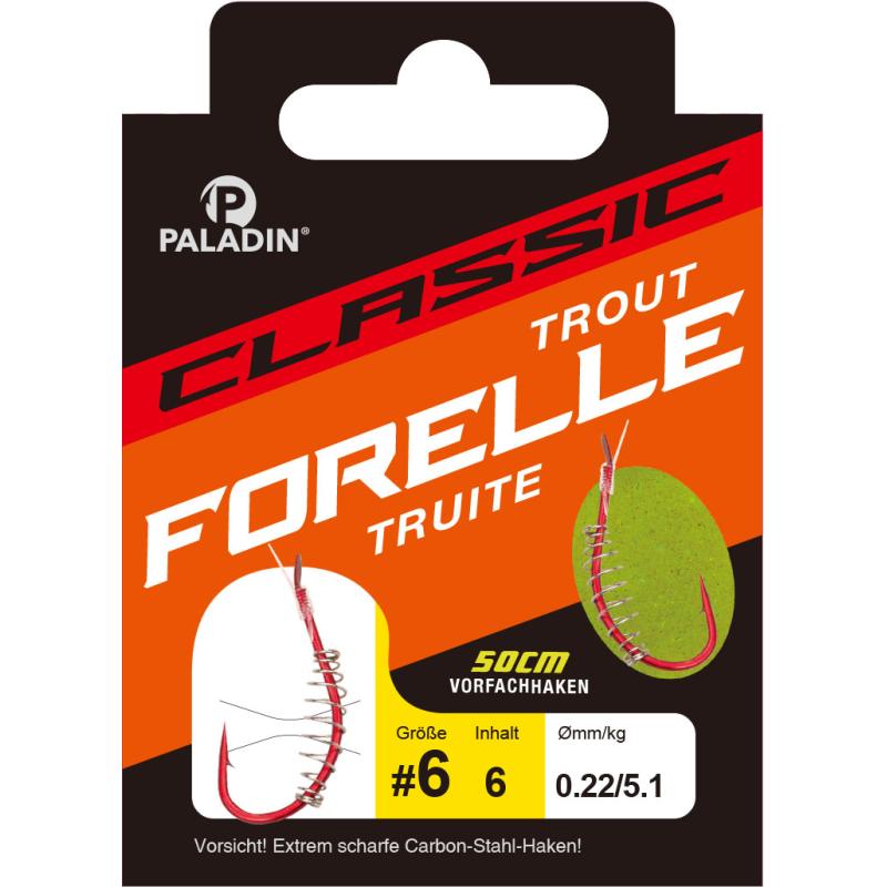 Paladin Classic Forelle mit Spirale gebunden 50cm rot Gr.8 0,20mm 4,2kg 6St.