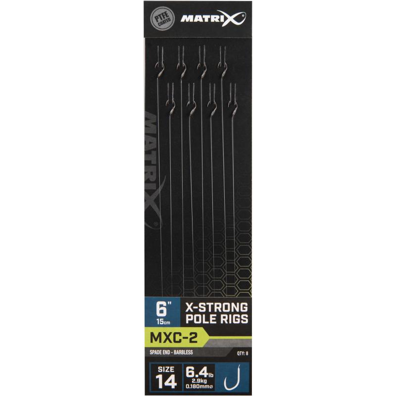 Matrix Mxc-2 Size 14 Barbless 0.18mm 6" 15cm X-Strong Pole Rig 8Pcs