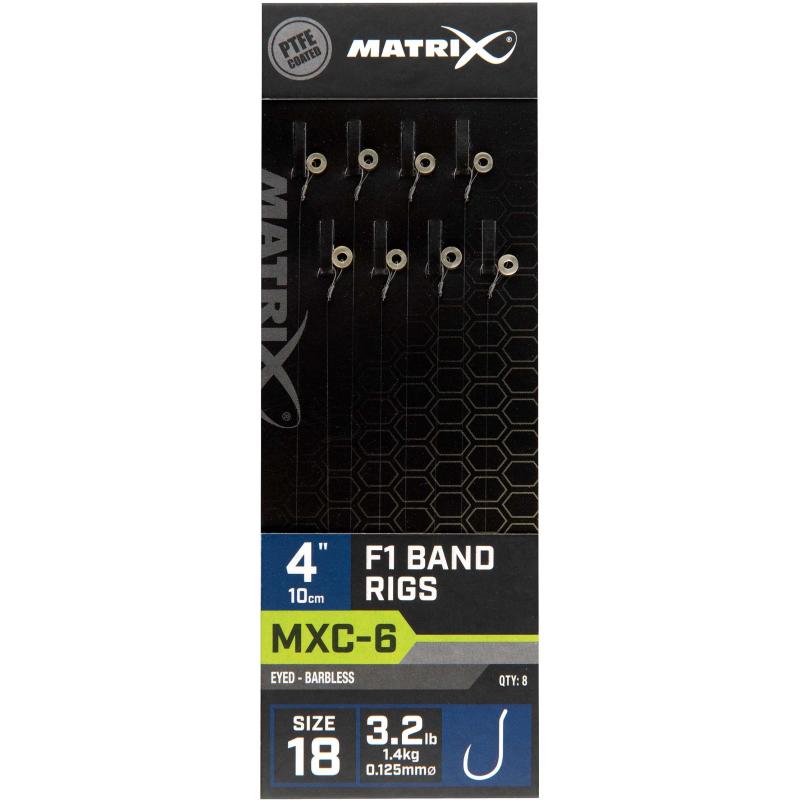 Produktbild Matrix MXC-6 Size 18 Barbless / 0.125mm / 4" (10cm) F1 Band - 8pcs