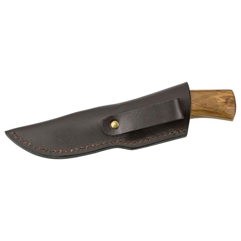 Cjh Outdoormesser, D2 Stahl, Rostfrei, Olivenholz-Griff, Lederscheide