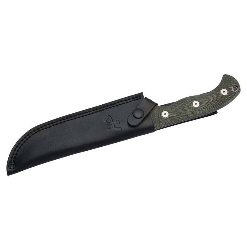 Herbertz Camp- Und Outdoormesser D2, Gr&uuml;n Micarta, Lederscheide