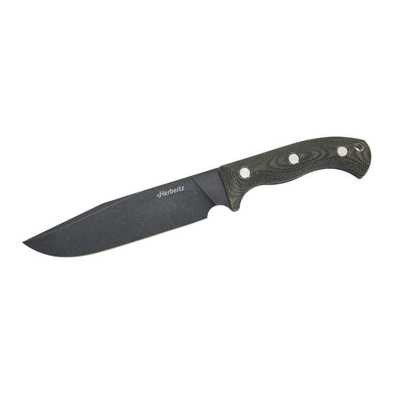 Herbertz Camp- Und Outdoormesser D2, Gr&uuml;n Micarta, Lederscheide