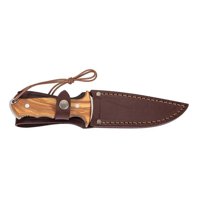 Nieto Apache 1040 Bowie-Messer, 1.4116-Stahl, Rostfrei, Olivenholz-Griff, Lederscheide