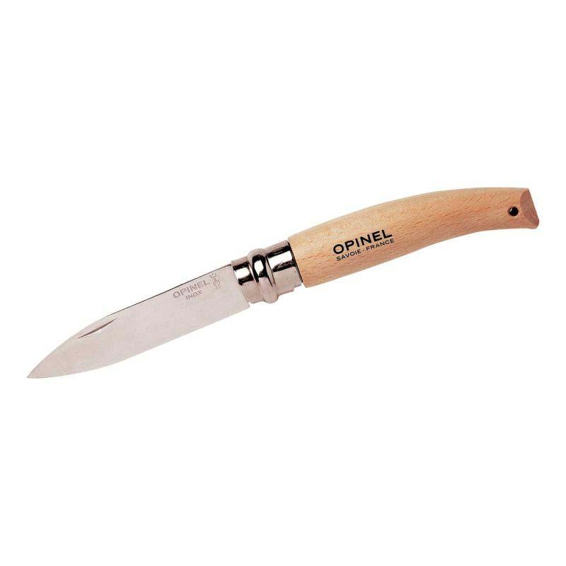 Opinel No 08 G&auml;rtnermesser, Mittelspitz, Buchenholz-Griff, Edelstahl, Rostfrei, Virobloc