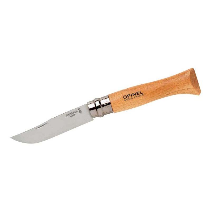 Opinel No 08 Taschenmesser, Rostfrei, Buchenholz-Griff, Mit Etui