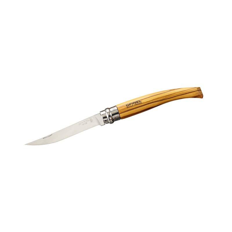 Opinel No 10 Effile Taschenmesser, Olivenholz-Griff, Edelstahl, Rostfrei, Virobloc