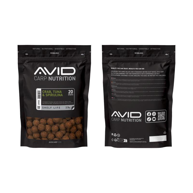 Avid Crab, Tuna & Spirulina Boilies - 20mm (2.5kg)