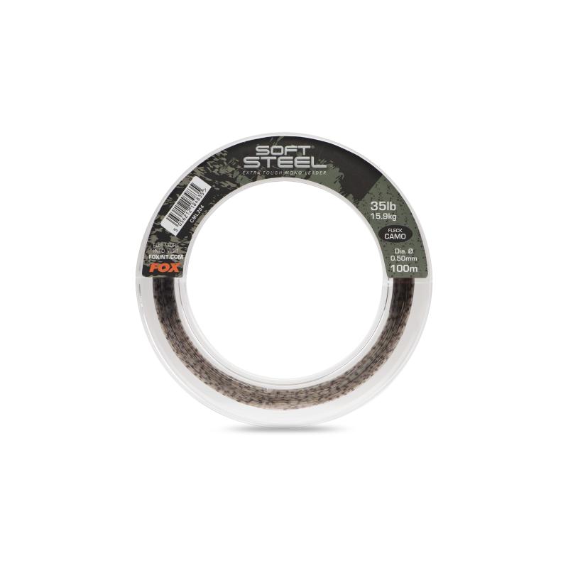 Fox Soft Steel Fleck Camo Leader 35lb (15.9kg) 0.50mm x 100m