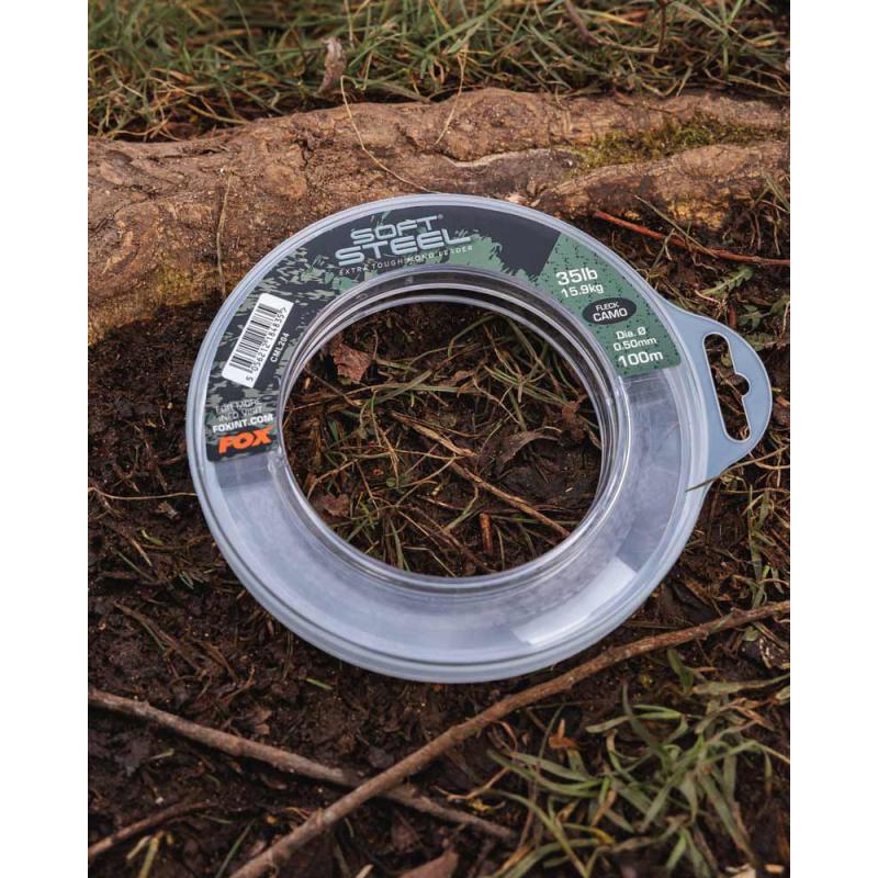 Fox Soft Steel Fleck Camo Leader 35lb (15.9kg) 0.50mm x 100m