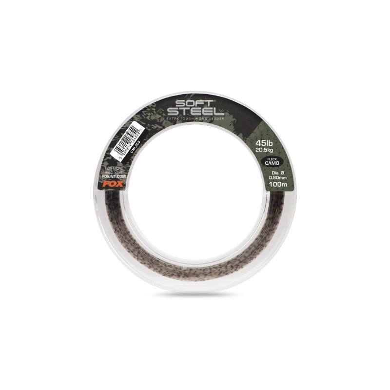 Fox Soft Steel Fleck Camo Leader 45lb (20.5kg) 0.60mm x 100m