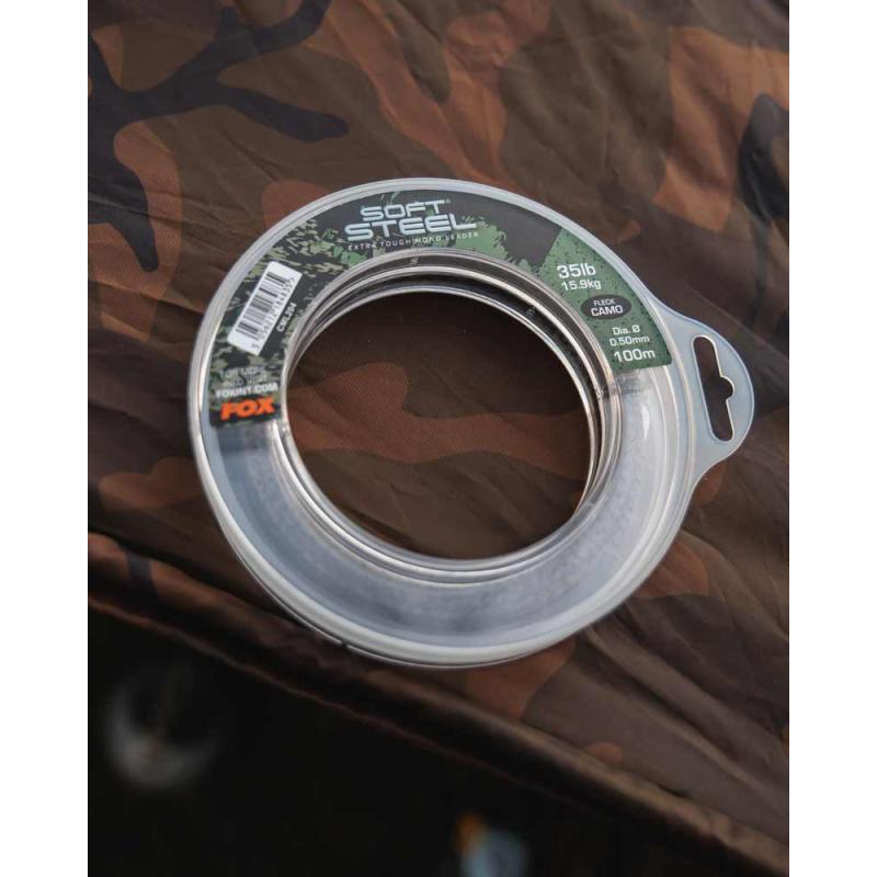 Fox Soft Steel Fleck Camo Leader 45lb (20.5kg) 0.60mm x 100m