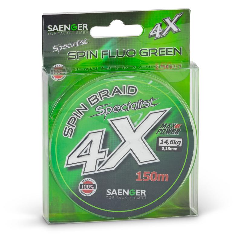 Produktbild S&auml;nger 4X Specialist Spin FluoGreen 150m 0,21mm/15,8kg