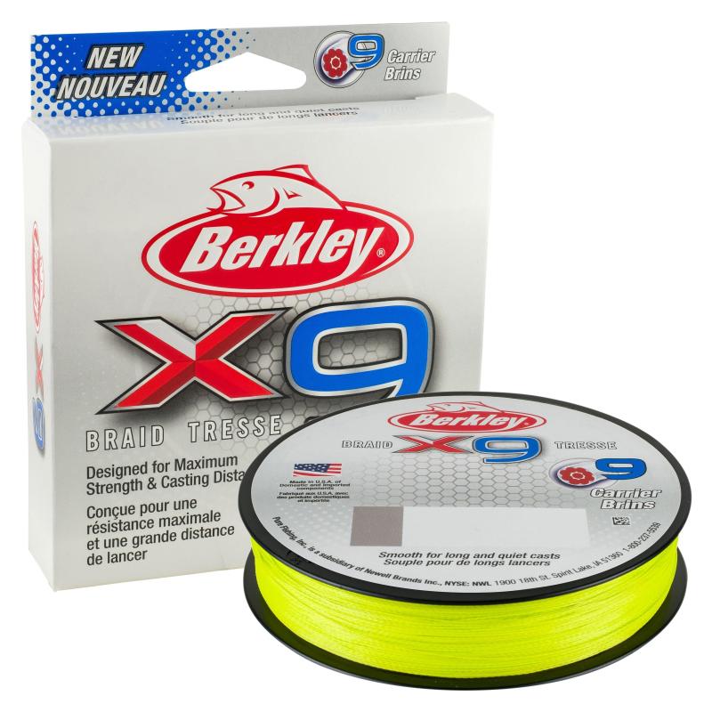 Berkley X9 Braid Fluro Green 20lb 17.0kg 150m 0.17mm