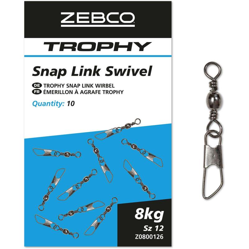 Zebco Trophy Snap Link Swivel 8kg Size 12 10pcs