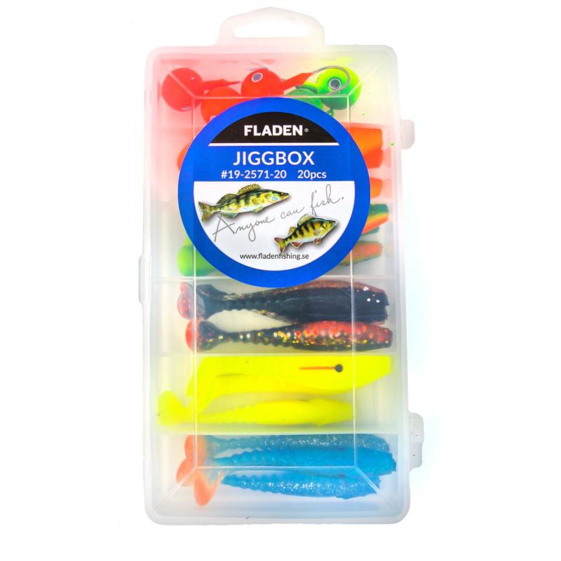 Fladen Minnowshad jigs in tackle box 20g 80mm 20pcs