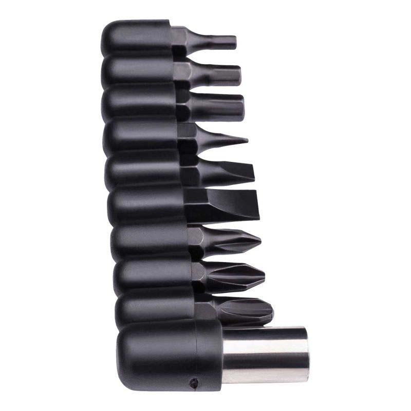 True Utility Handyone Mini-Multitool, Rostfrei, Alu, 9 Bits Mit Adapter, Nylon-Etui, 18 Funktionen