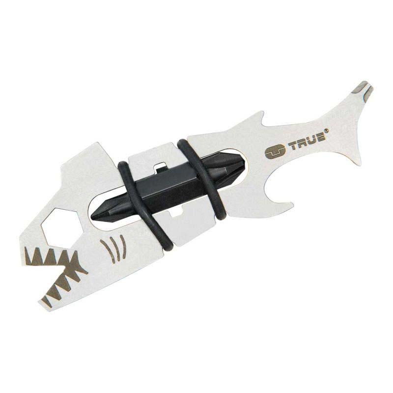 True Utility Sharkey Mini-Multitool, Aisi 420 Stahl, Rostfrei, 12 Funktionen, Karabiner