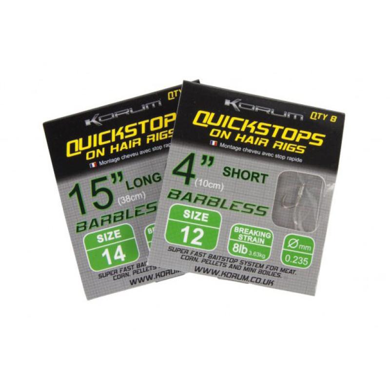 Korum Hair Rigs With Quickstops 15 Size 16